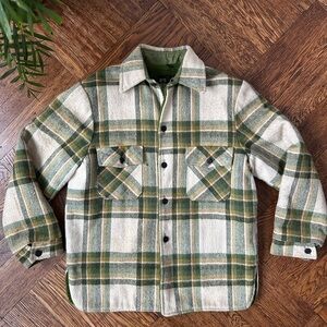 Vintage 1960 Fleece Lined Wool Plaid Shirt Jacket